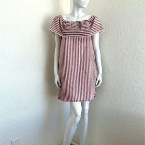 Anthropologie Paper Crane Linen/Cotton Red & White Striped Size Small